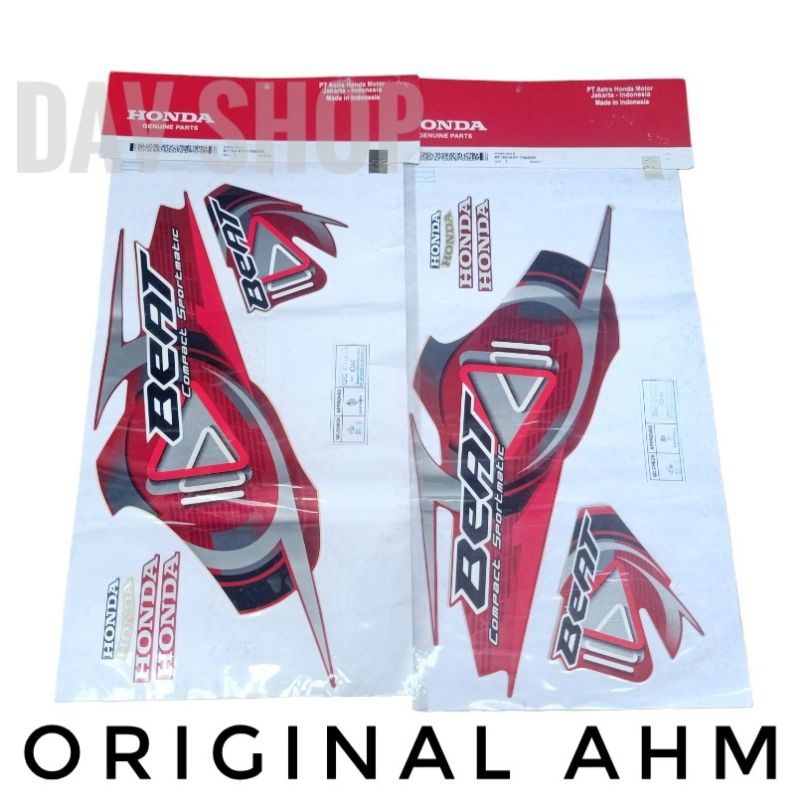 GRAPHIC/STRIPE/STRIPING BODY SET HONDA BEAT KARBU 2010 2011 MERAH MAROON ORIGINAL AHM 871X0KVY700ZDR