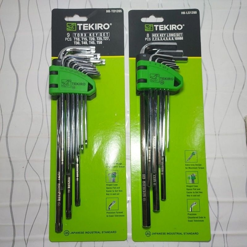 TEKIRO Kunci L bunga set 9pcs panjang kunci L segi 6 set 8pcs panjang