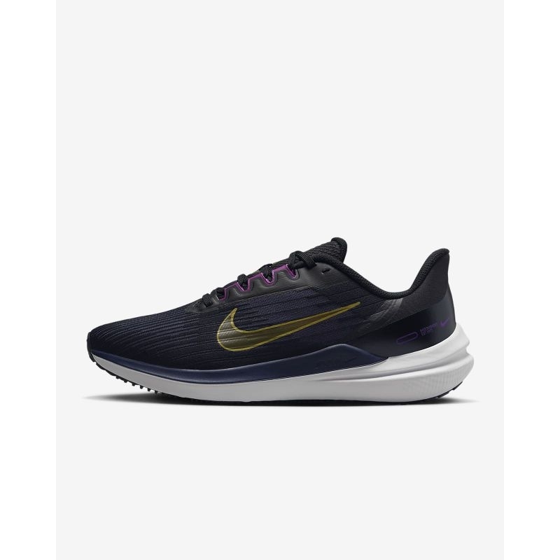 NIKE AIR WINFLO 9 ORIGINAL MENS - BLACK/GOLD SUEDE/BLACKENED BLUE