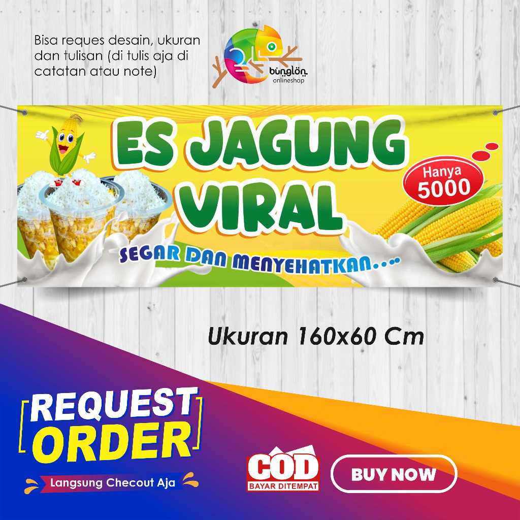 Spanduk Banner 160x60 Es Jagung Viral Custom
