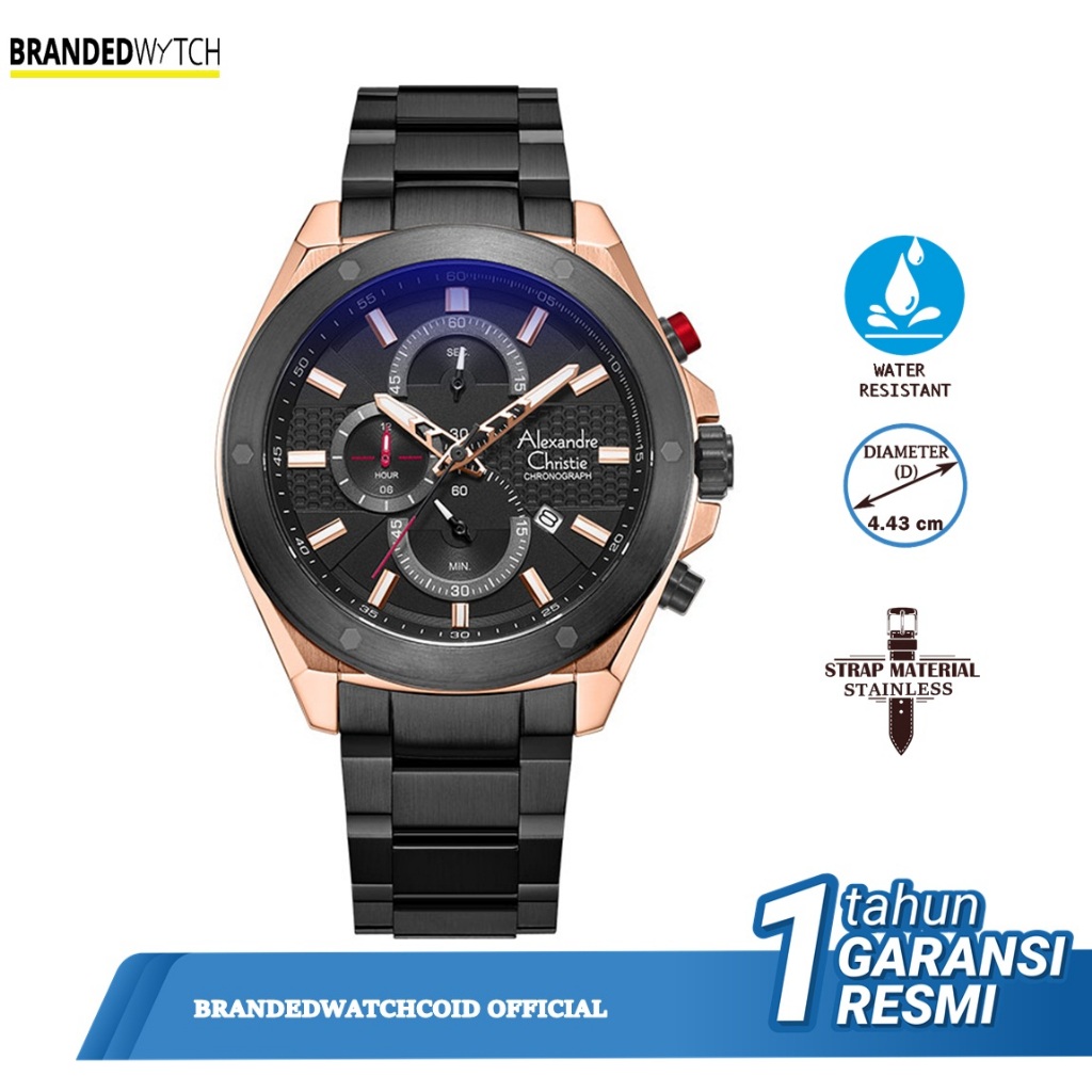 Jam Tangan Alexander Christie Pria AC 6674 Rantai Anti Air Original Terbaru Mewah 2023