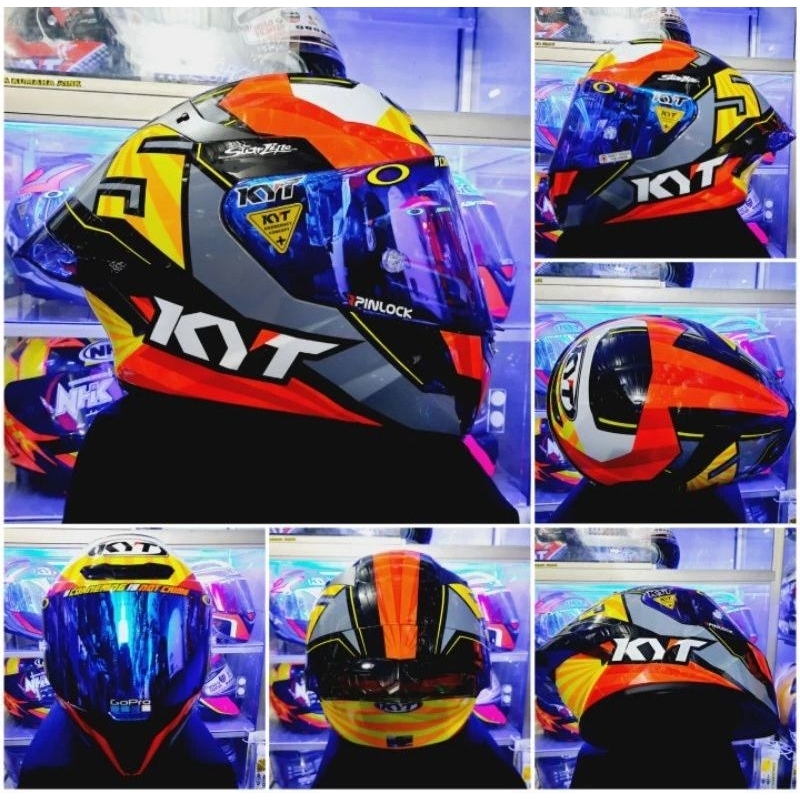 KYT TT COURSE JAUME MASIA PAKET GANTENG VISOR IRIDUM + SPOILER