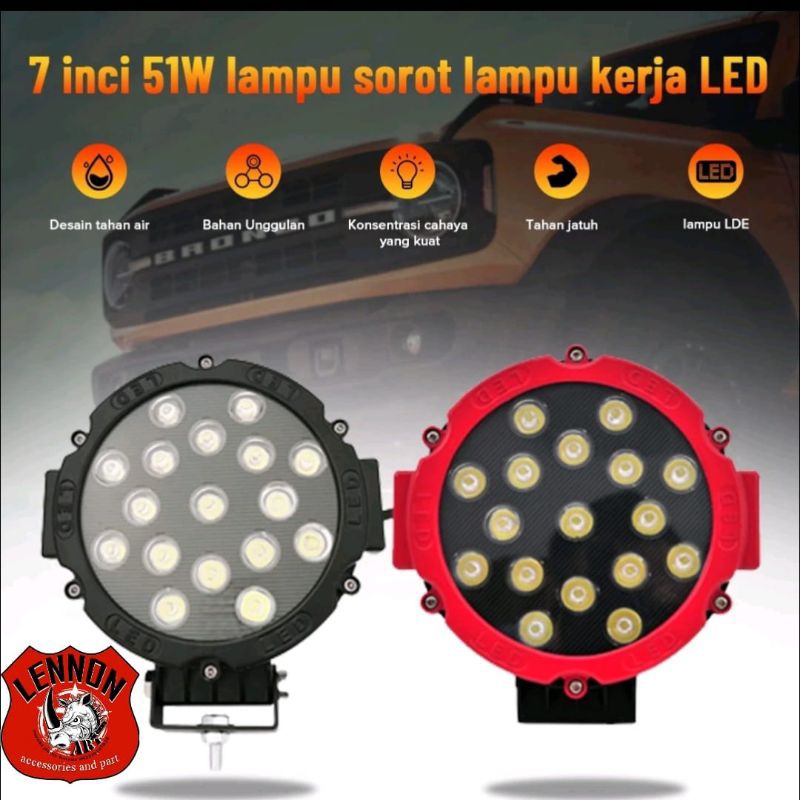 lampu tembak led mobil Jimny katana Taft Jeep bus truck hardtop