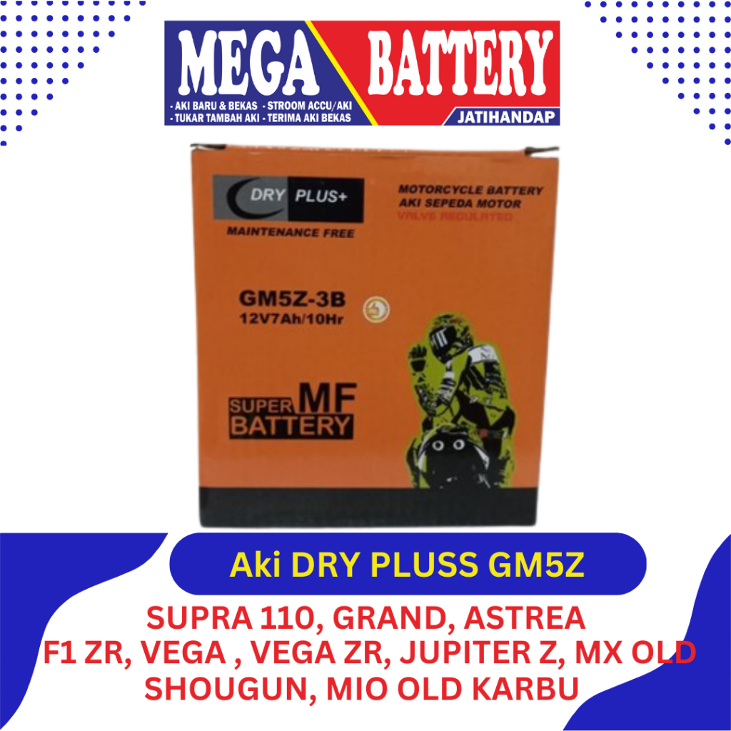Aki DRY PLUS GM5Z / Aki motor mio old / aki motor astrea Grand / Aki motor Vega Jupiter Mx Old / Aki