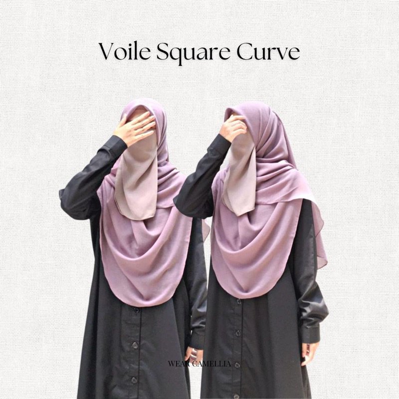 VOILE Square Curve Syari 150 - Arabian Voile Premium Series Malay Hijab size Jumbo
