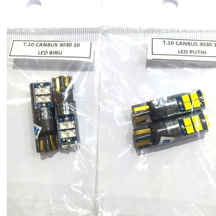 {PKU_IMP} LAMPU KOTA MOBIL T10 CANBUS 10 LED PUTIH BIRU 12V 3030