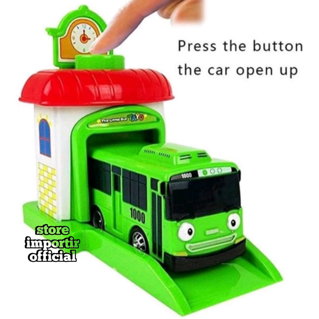 Mainan Anak Little Bus Station MT 42 Set Garasi Bus Pull Back Murah | Mainan Bus Tayo Anak Pelontar 