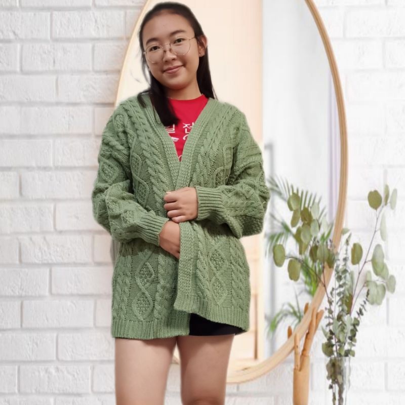 fn cardigan rajut tanpa kancing / tebal/ outer rajut