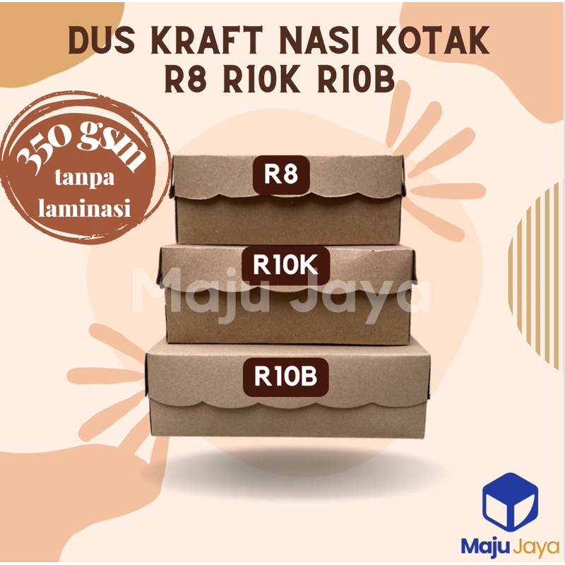 

[ECER] Dus Kraft Nasi Kotak Katering R8 R10K R10B Tanpa Laminasi 350gsm / Rice Box Kraft / Kardus Nasi Kotak