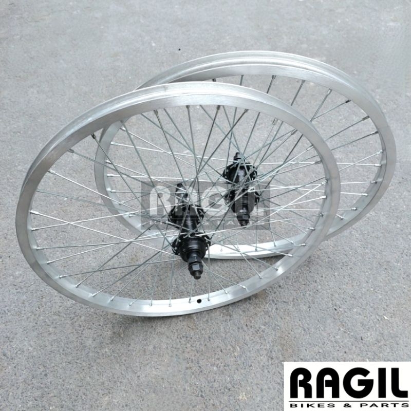 WHEELSET SEPEDA 20 INCH ALLOY LUBANG 36 HOLE 36H BMX MINION SELI LIPAT VELG RIM RIMS HUB ULIR DRAT J