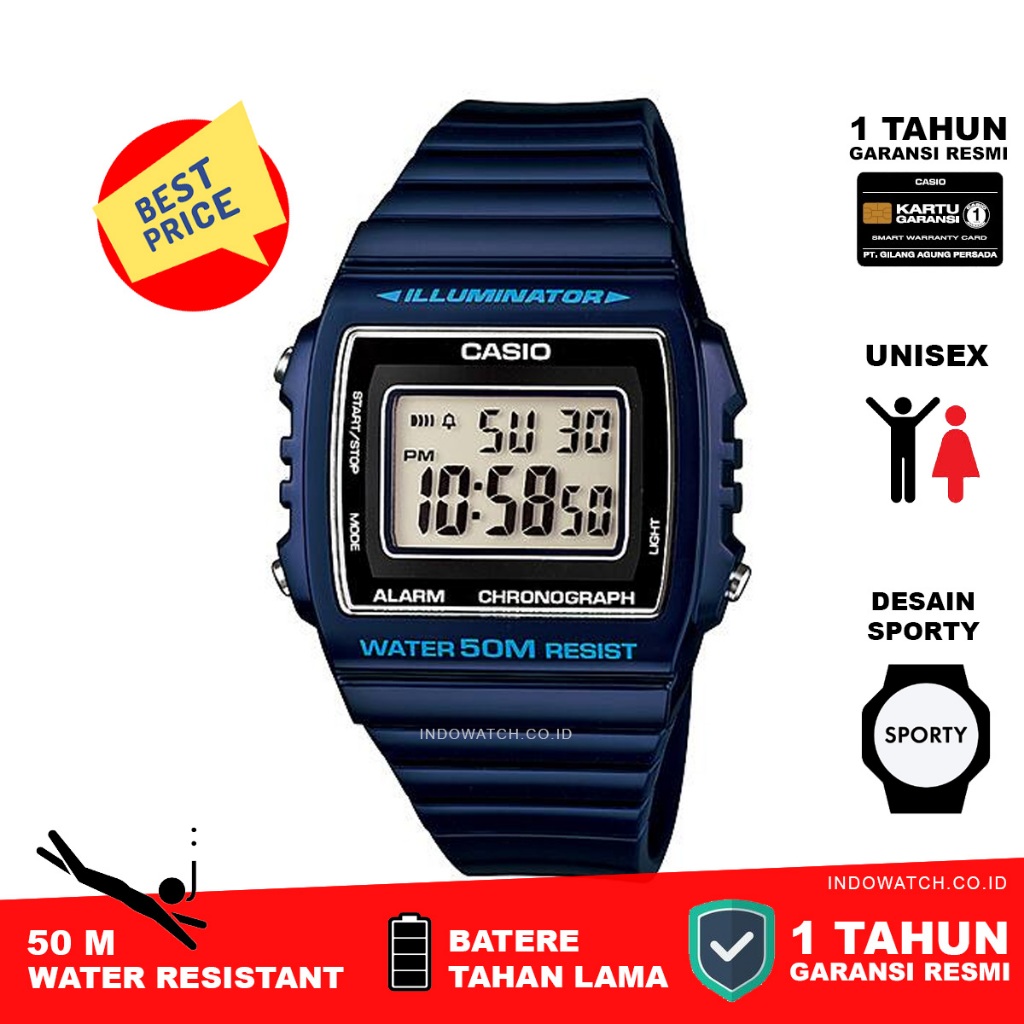 Casio W-215H-2AV w215 w 215 jam tangan original garansi resmi