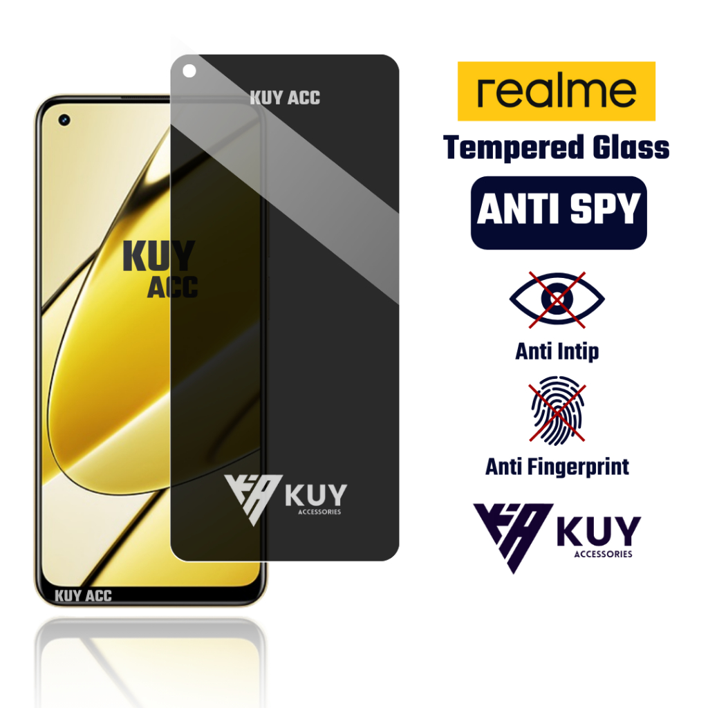KUY - Tempered Glass Anti Spy Realme X XT X Lite X2 X2 Pro X3 X3 Pro X3 S. Zoom X50 Pro 5G X7 X7 Pro