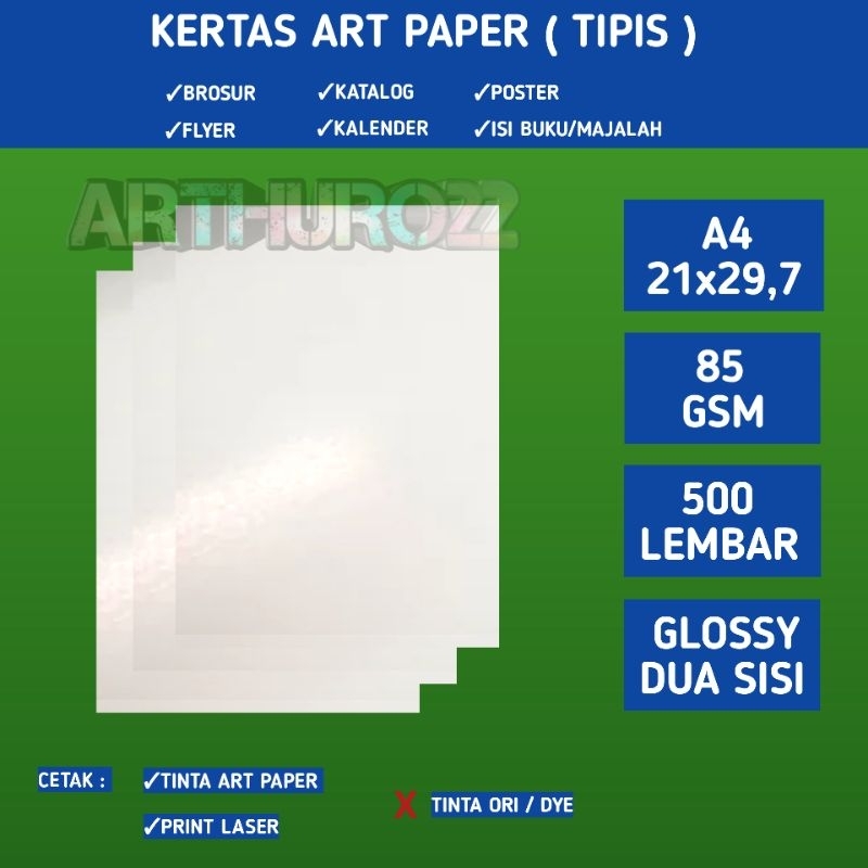 

1 Rim Art Paper 85 GSM A4 / Kertas Brosur isi Majalah Tipis 85 gram