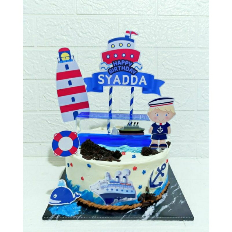 Topper cake sailor/Topper pelau/Topper kue kapal laut