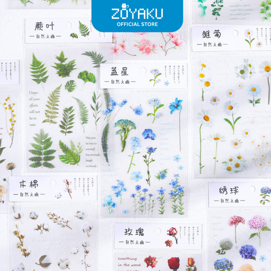 

Fake Flower Stiker Stationery Stiker Buku PET Sticker Decor Planner DIY Design STK2001