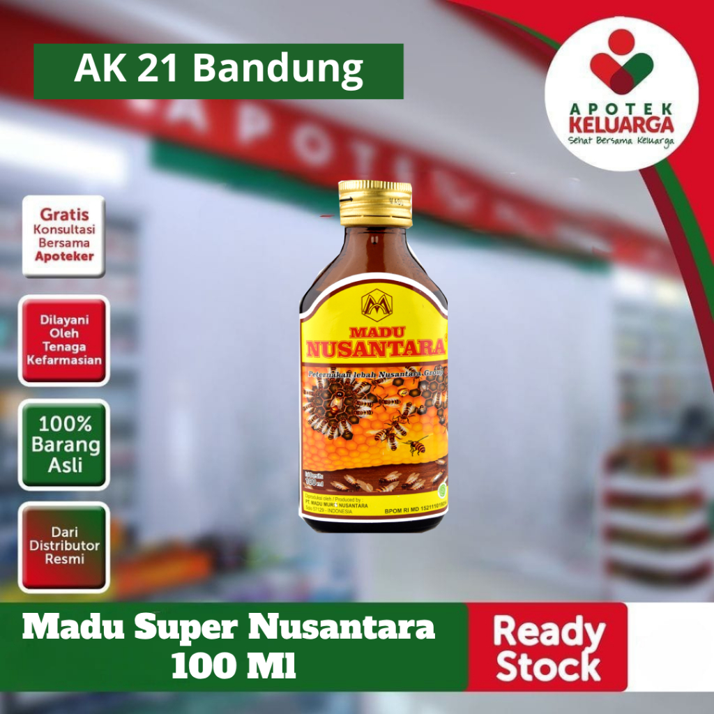 

Madu Super Nusantara 100 ml / Meningkatkan stamina dan daya tahan tubuh. Meredakan demam, batuk, pilek, sakit kepala, panas dalam, sariawan, bibir pecah-pecah, radang tenggorokan, amandel, menjaga kesehatan kulit- APOTEK RESMI