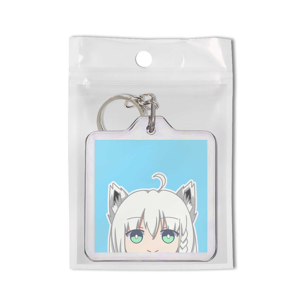 Ganci keychain anime vtuber SHIRAKAMI FUBUKI PEEKER  - HOLOLIVE JP material Akrilik