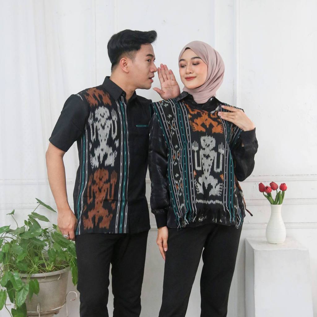 GRANITO.ID - TENGKORAK GEDE tora vest dan kemeja pria COUPLE TENUN GAMIS LONGVEST KIMONO TORAJA PUTI