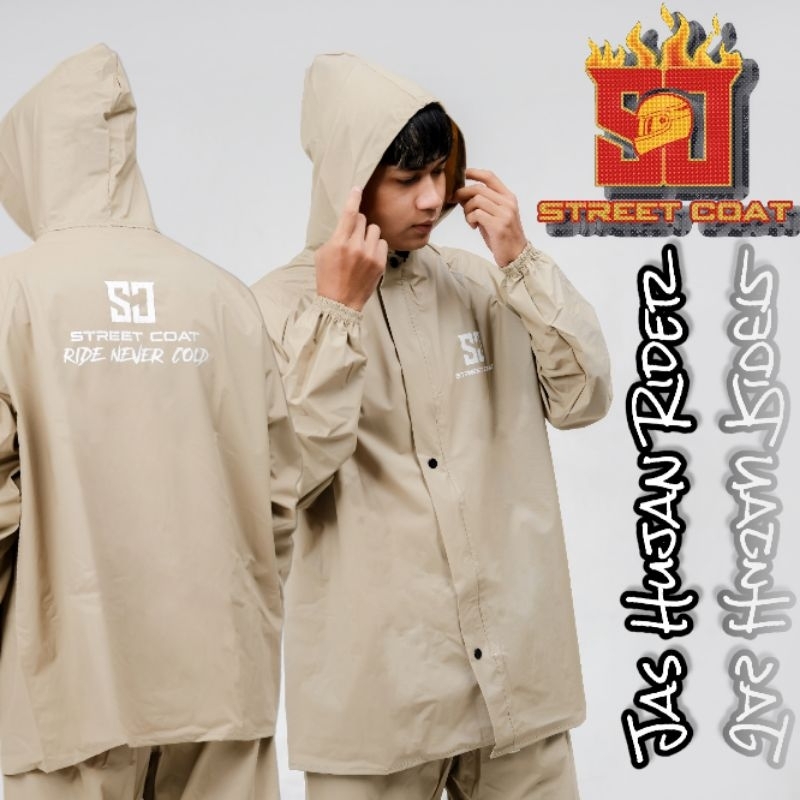 Jas Hujan Hoodie Set Pria Wanita Street Coat anti rembes