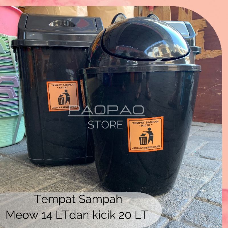 PAO - TEMPAT SAMPAH HITAM 14 LT meow - Kuncing hitam, TEMPAT SAMPAH HITAM 20LT BOoM BoOoM