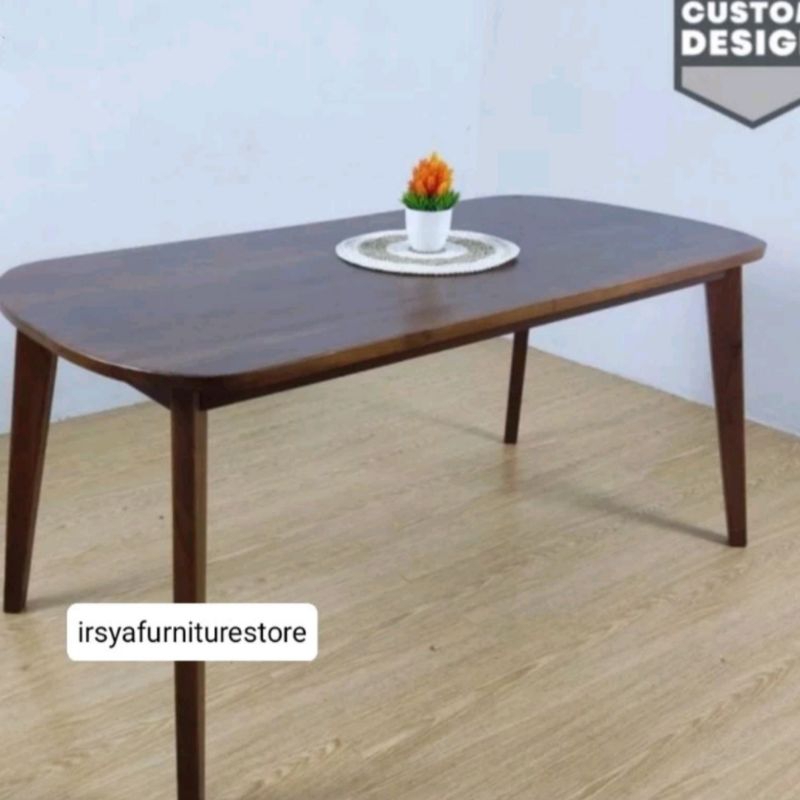 Meja Makan - Meja Cafe Minimalis Kayu Jati 160x80cm