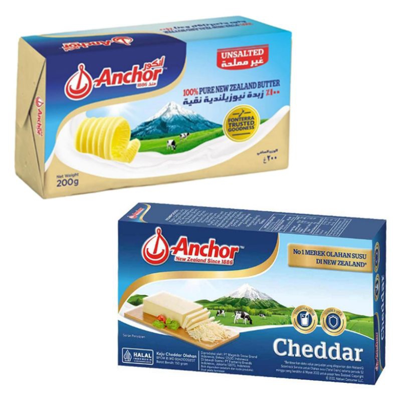 

Anchor cheddar cheese keju 100% pure new zealand butler unsalted