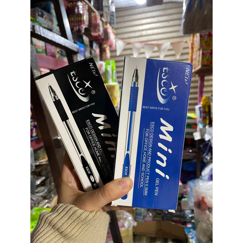 

Pulpen gel mini esco Hitam/biru 0.5mm