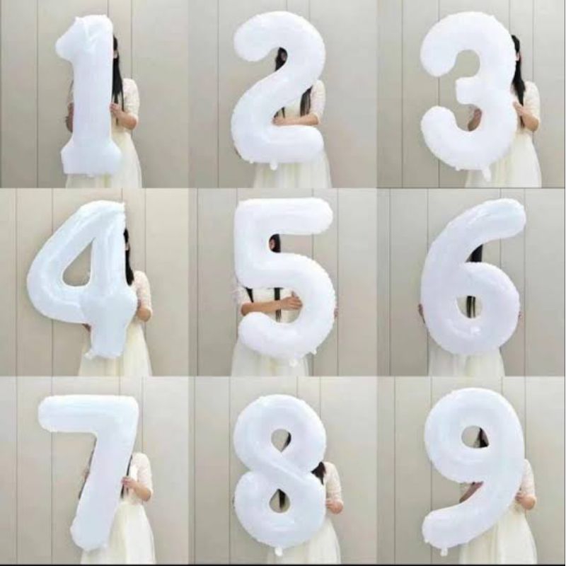 Balon foil angka warna putih jumbo ukuran 80cm balon angka putih jumbo balon angka jumbo 80cm warna 