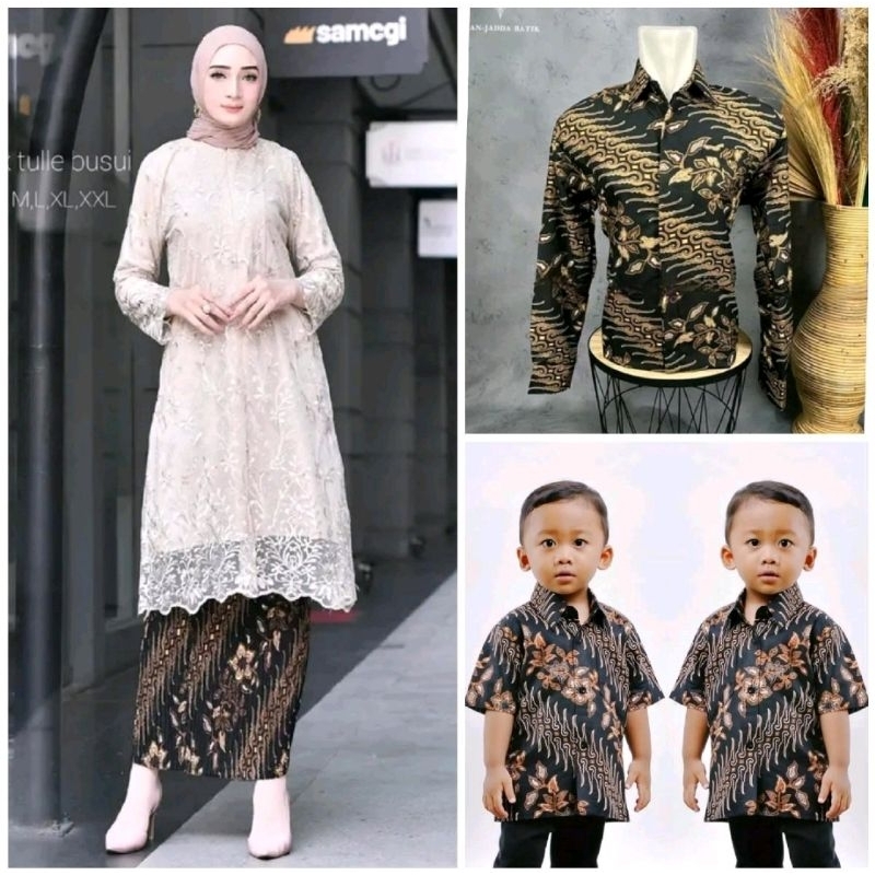 kebaya tunik tile couple keluarga pesta kondangan kebaya couple batik ayah dan anak