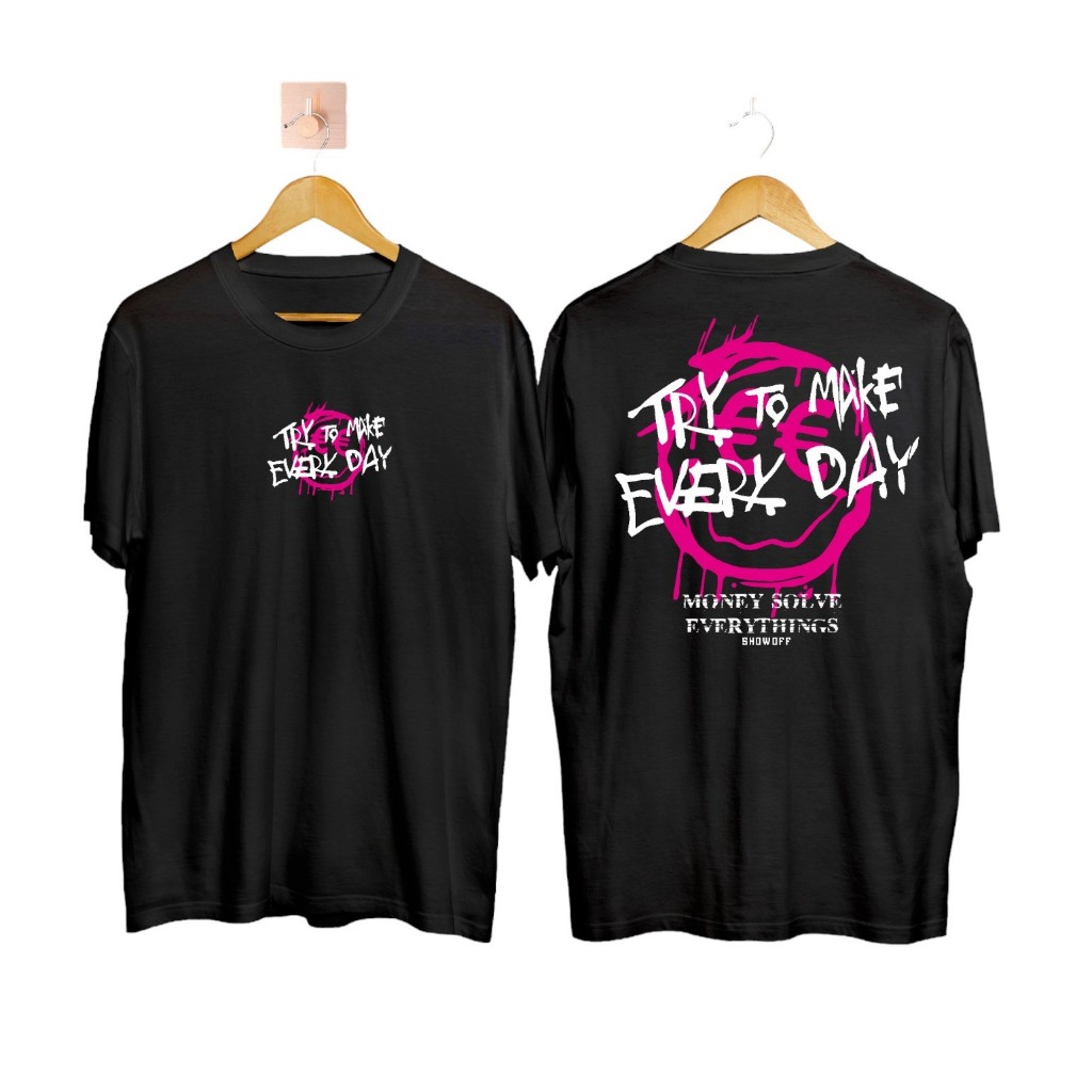 Baju Kaos Smile Averyday Hitam (COD)/Baju Brand Lokal/Brand Lokal Baju/Others/Kaos Pria Dewasa/Baju 