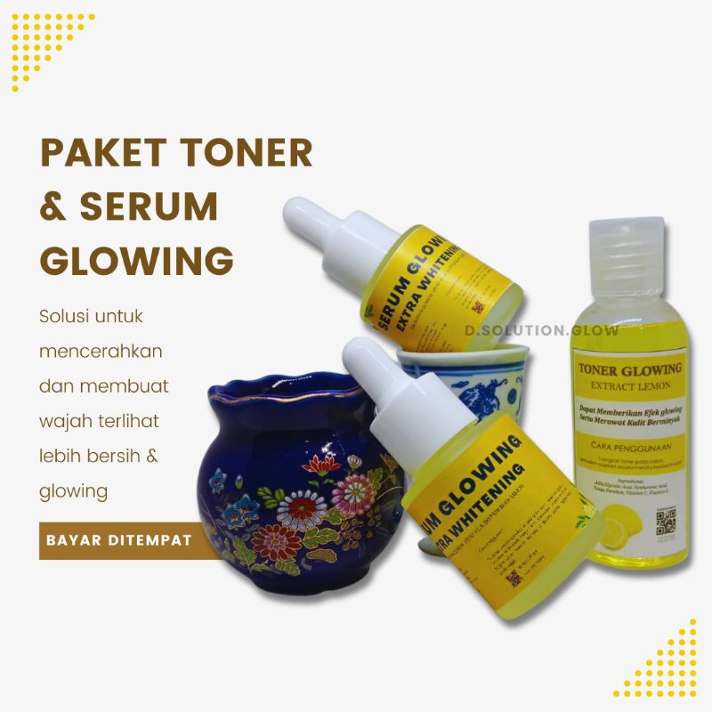 PAKET SERUM & TONER WAJAH GLOWING EXTRA LEMON ORI BPOM