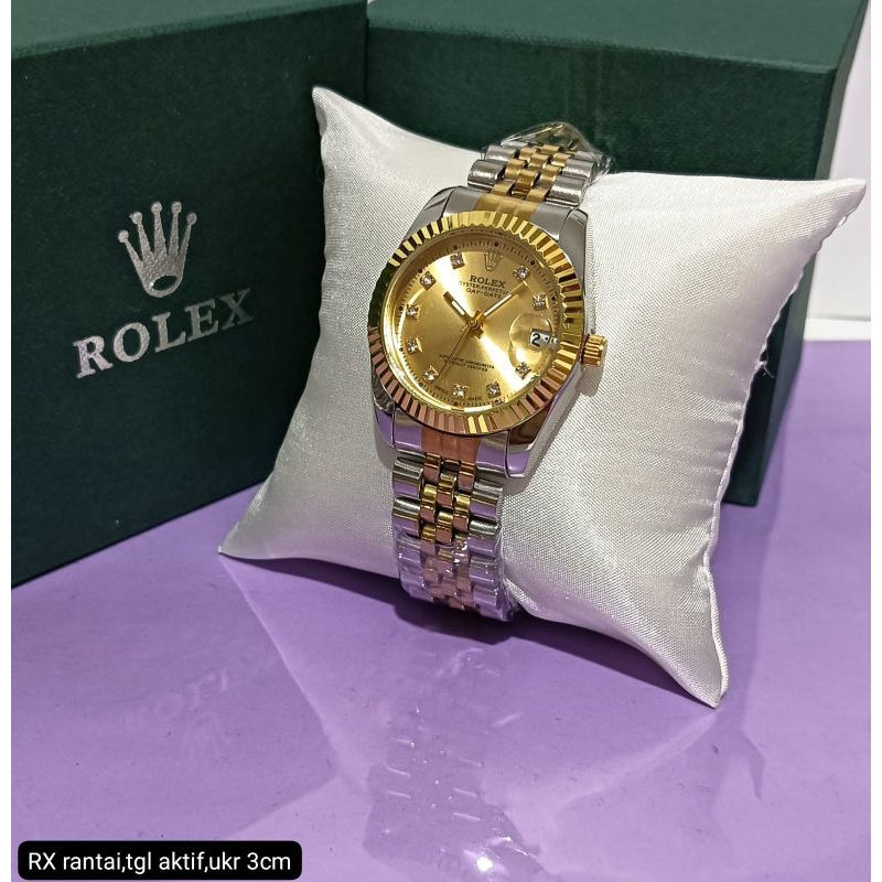 Jam Tangan Wanita Rolex Original Analog Rantai Mewah Limited Edition Tgl aktf Rantai Stainless Steel
