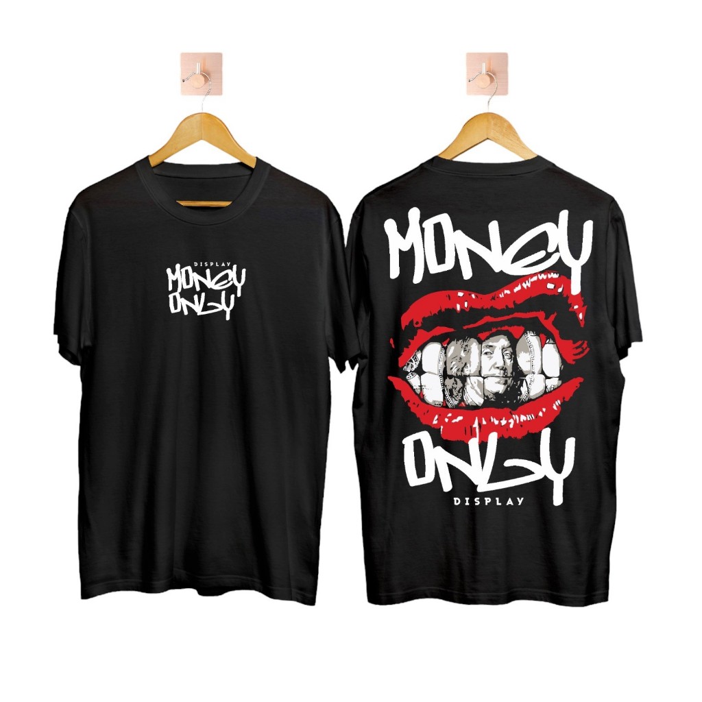 Baju Kaos Money Only Hitam (COD)/Baju Brand Lokal/Brand Lokal Baju/Others/Kaos Pria Dewasa/Baju Bran
