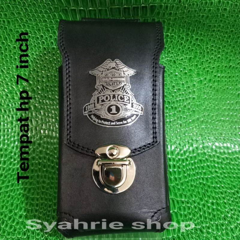 dompet sarung hp kulit dobel slot logo harley