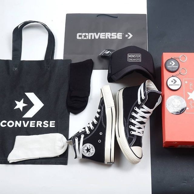 BIG SALE 12.12 Sepatu Convers88 70s High & low Black White Grade Ori / Sepatu Converse88 Pria Hitam 