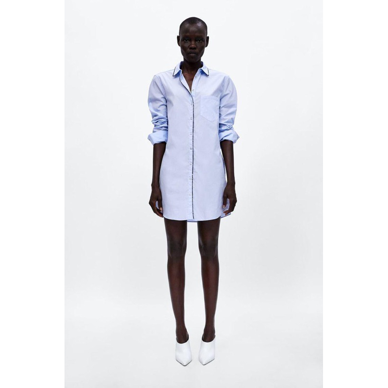 ZARA Shirt Dress With Contrasting Trim