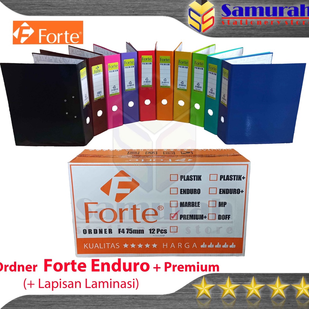 

9.9 Flash Sale Ordner Forte Premium Enduro + Laminasi Ukuran Folio / F4 Punggung 75 mm Warna Warni / Map File 2 Lubang / Bolong Besi Samping Dokumen / Berkas