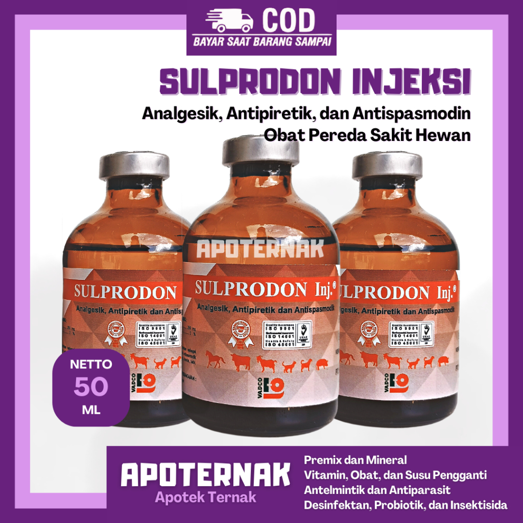 SULPRODON 50 ml | Obat Pereda Sakit Hewan Analgesik Antipiretik Antispasmodik | Seperti Sulpidon San