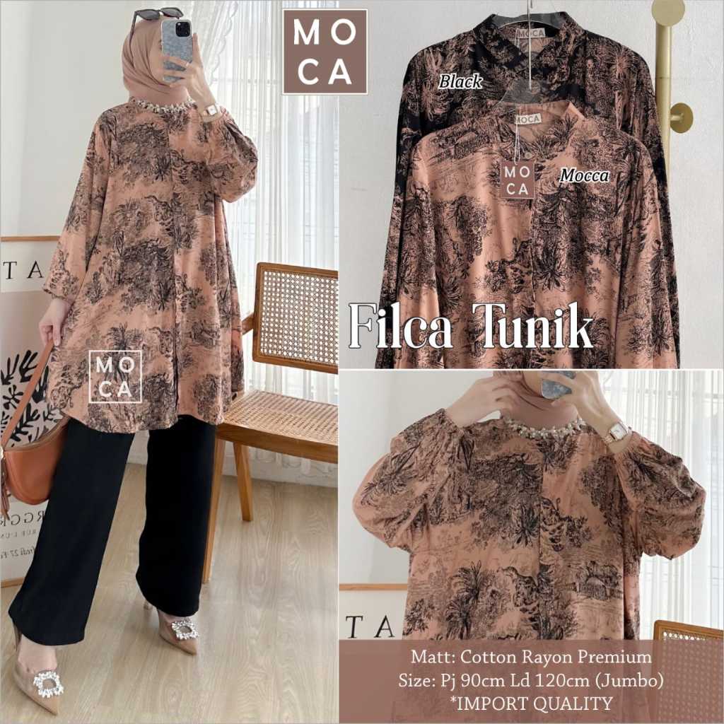Filca Tunik by Moca Ld 120 Allsize Tunik Motif Jumbo Bahan Cotton Rayon Premium Busui Friendly