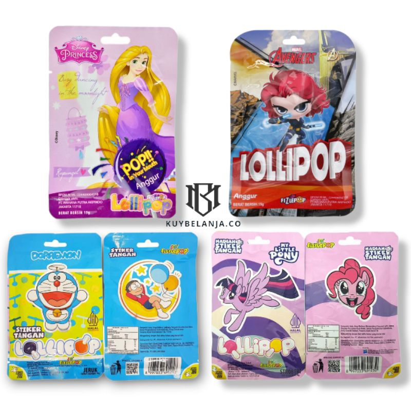 

JLO Fizzlepop llollipop permen princes | Avengers | little pony | doraemon 15g