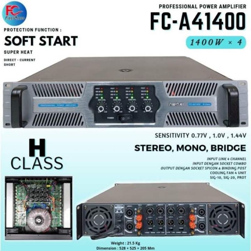 POWER AMPLIFIER FIRSTCLASS FC A41400 / FCA 41400 / FCA41400 4 CHANNEL CLASS H