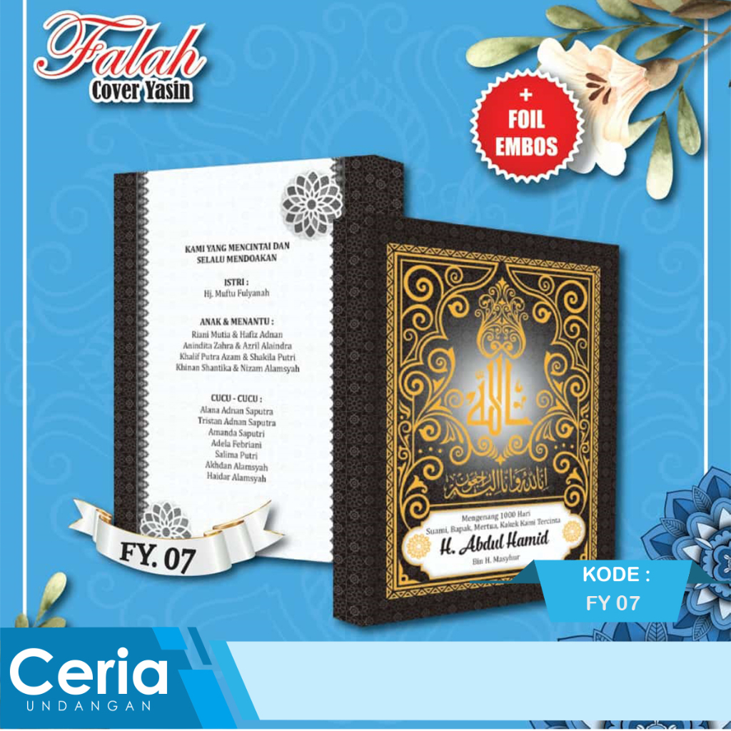 

SoftCover Yasin / Sampul Buku Yasin Falah 7 - 12 Tersedia Foil Emas