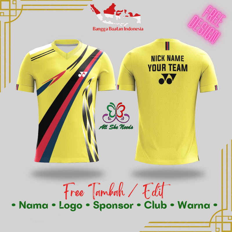 Baju Kaos Jersey Bulutangkis Badmintong Printing Custom Kustom Jumbo Big Size