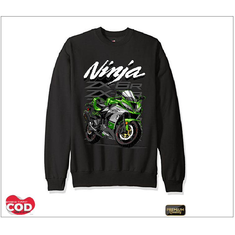 Jacket Sweater Crewneck Jaket MOTOR NINJA Custom Kualitas Distro Termurah Bahan Fleece Termurah