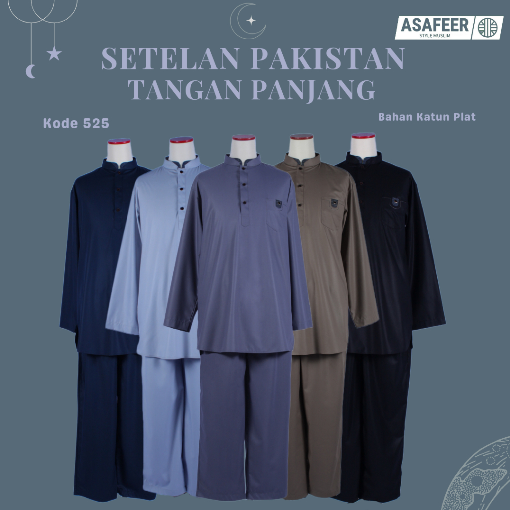 525 Setelan Pakistan Lengan Panjang Benzema / One Set Koko Kurta Jumbo / Baju Koko Pria Jumbo / Sete