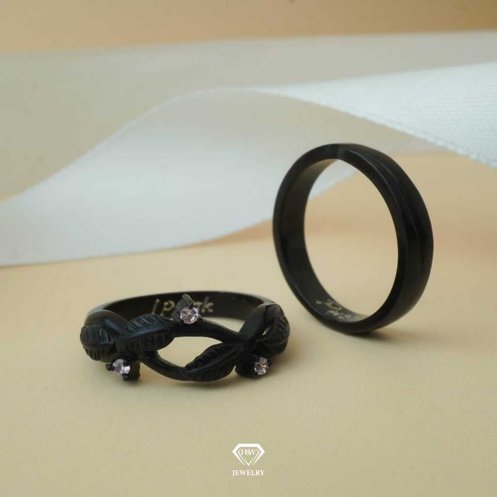 Cincin Couple Silver Black Rhodium