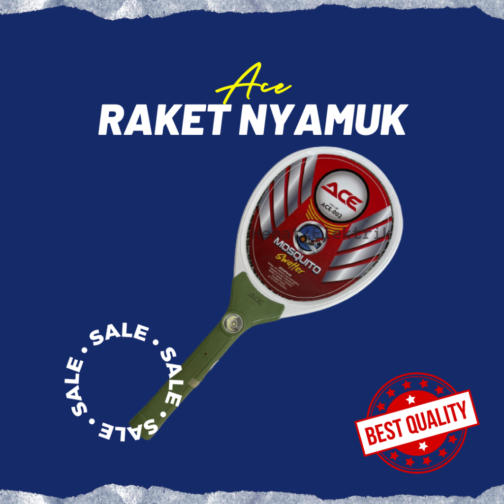 Raket Nyamuk Charger Listrik ACE 002 Pembasmi Nyamuk Elektrik Mosquito Killer 2 in 1 Dengan Senter E