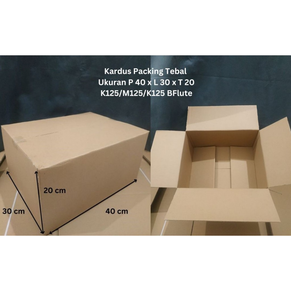 

Kardus Packing Tebal P40 cm x L30 cm x T20 cm BFlute K125/M125/K125