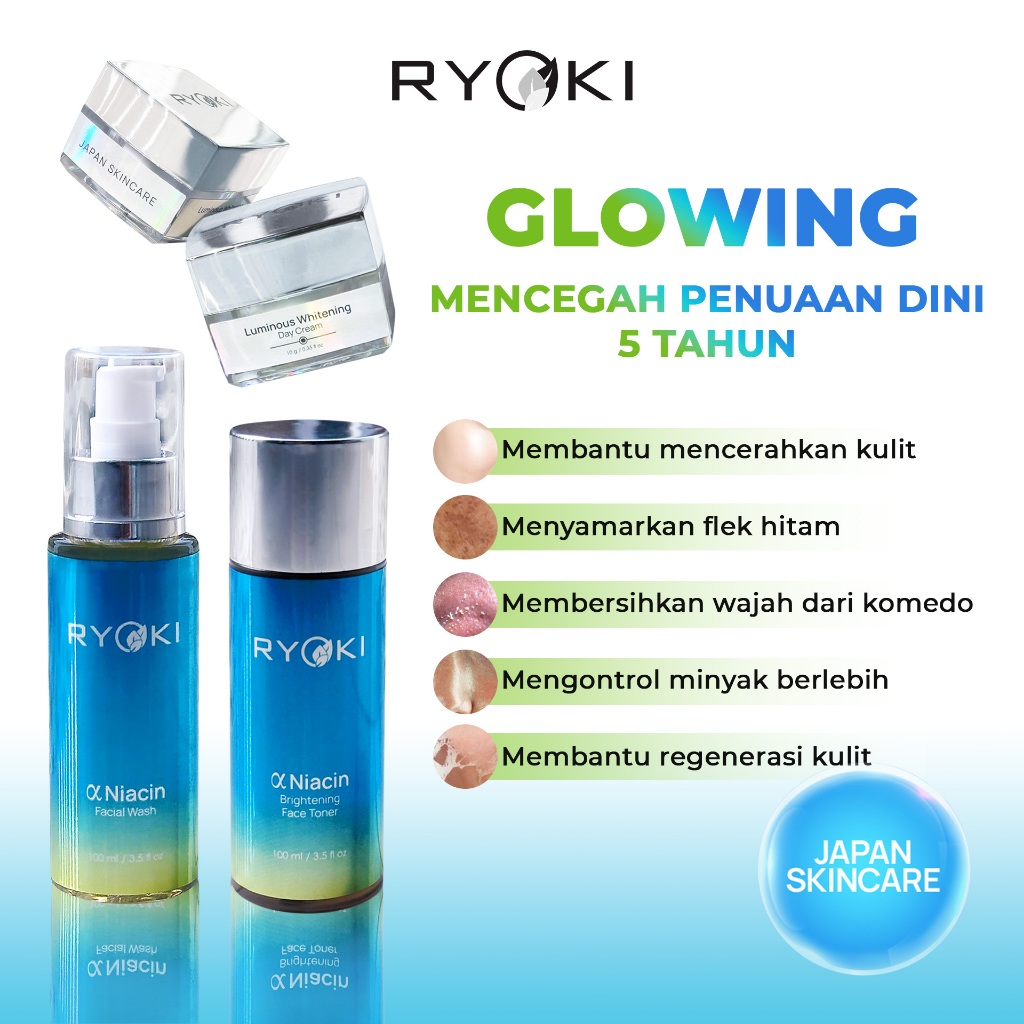 Ryoki Paket Perawatan Wajah Ryoki Glow Basic series - Whitening ultimate Lumuinous By Ryoki