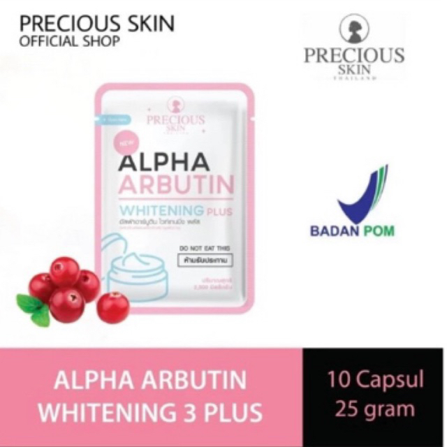 Precious Skin Thailand Alpha Arbutin Whitening 3 Plus Powder Kapsul Pemutih Badan